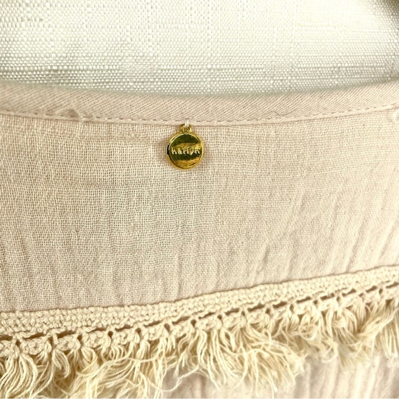 HARLYN by Anthro Boho Duster Jacket Cream Size M Bohemian Festival Lace Fringe - Picture 11 of 11